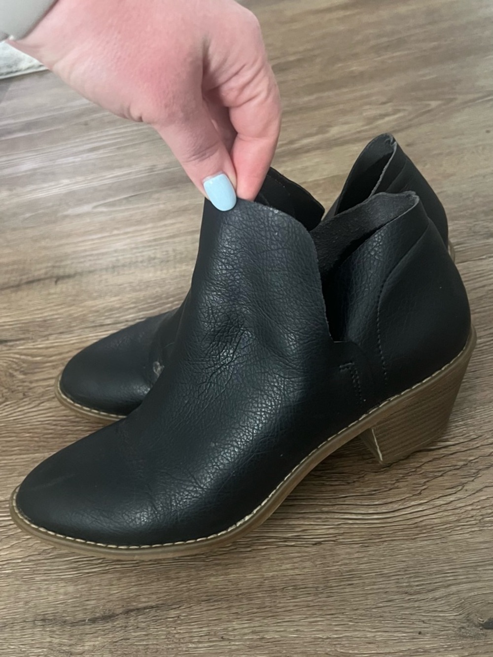 Universal Thread Black Slip-On Ankle Booties with Stacked Heel
